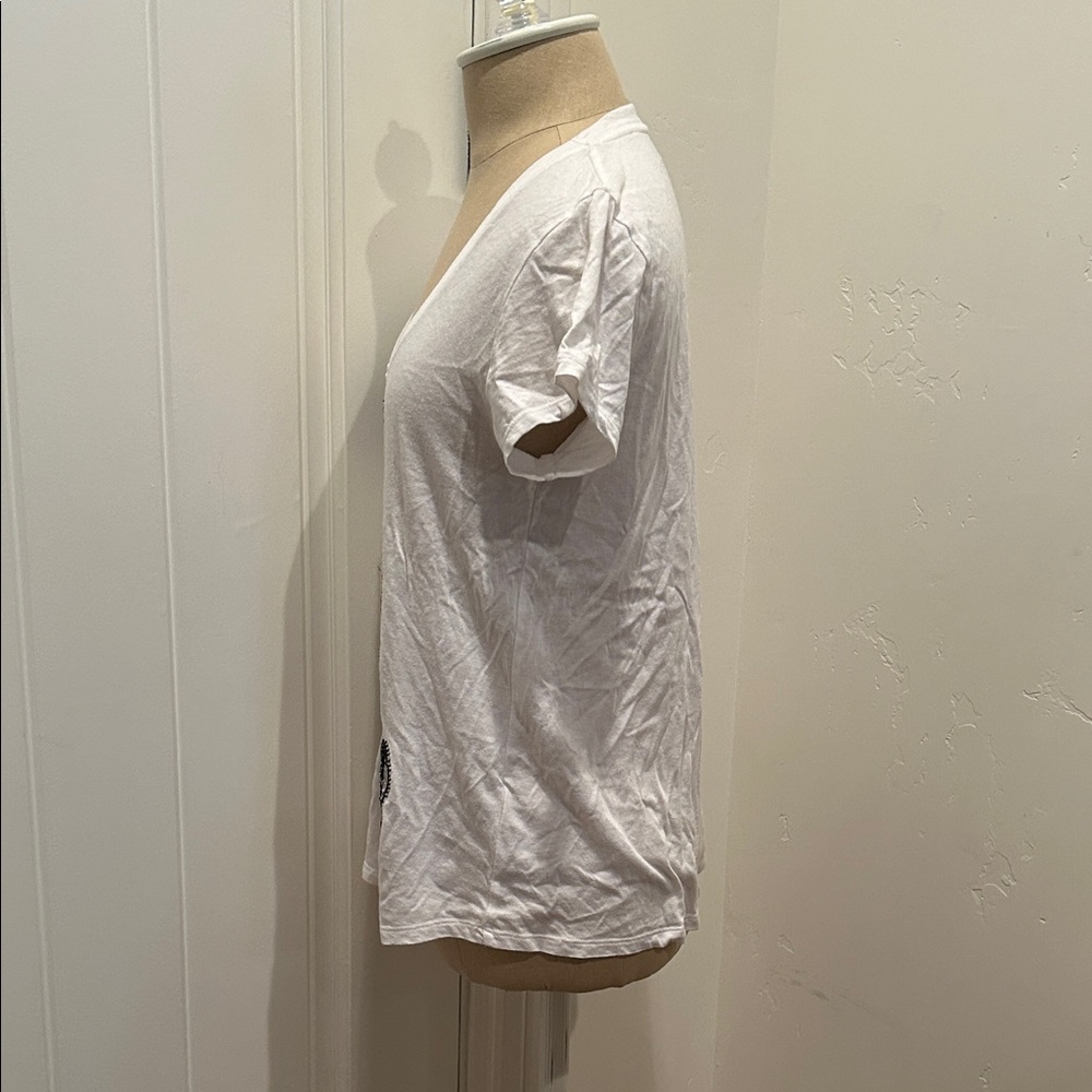 ZADIG & VOLTAIRE Women's White Embroidered and Beaded Butterfly T-shirt - Picture 4 of 7